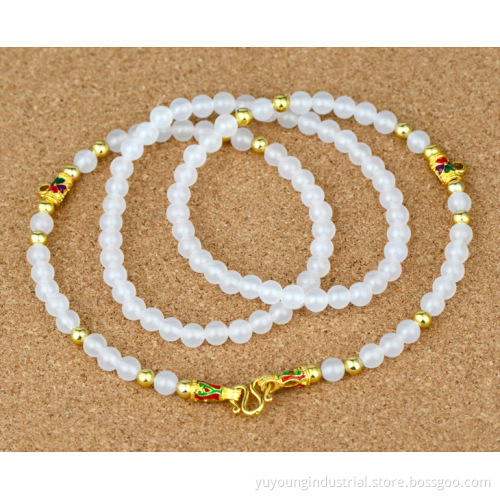 Natural White Agate Chalcedony Fashion Jewelry Crystal Necklace (XL2001)